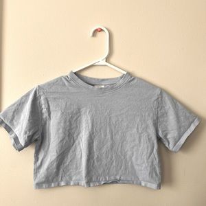 Baby blue Zara cropped tee.
